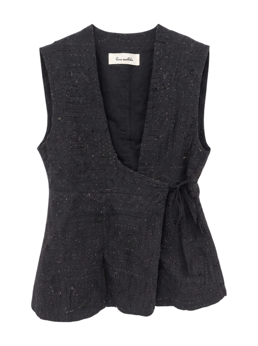 COTTON APPLIQUE CUTWORK VEST
