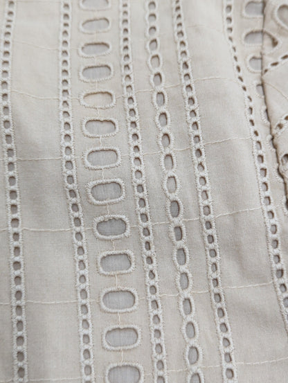 STRIPE CUTWORK SHORT SLEEVE DRESS