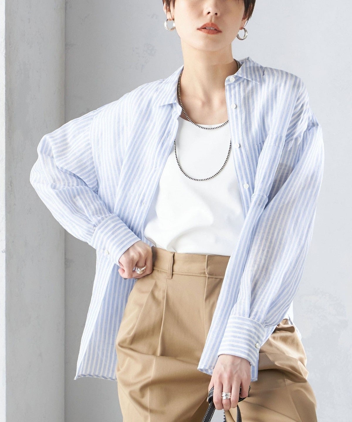 【一部WEB限定】〈手洗い可能〉IMPERIAL LINEN オーバー シャツ