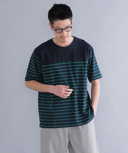 SHIPS: ワッフル パネル ボーダー Tシャツ