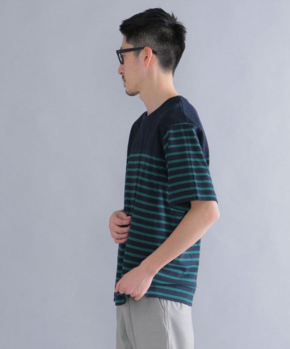 SHIPS: ワッフル パネル ボーダー Tシャツ