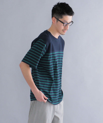 SHIPS: ワッフル パネル ボーダー Tシャツ