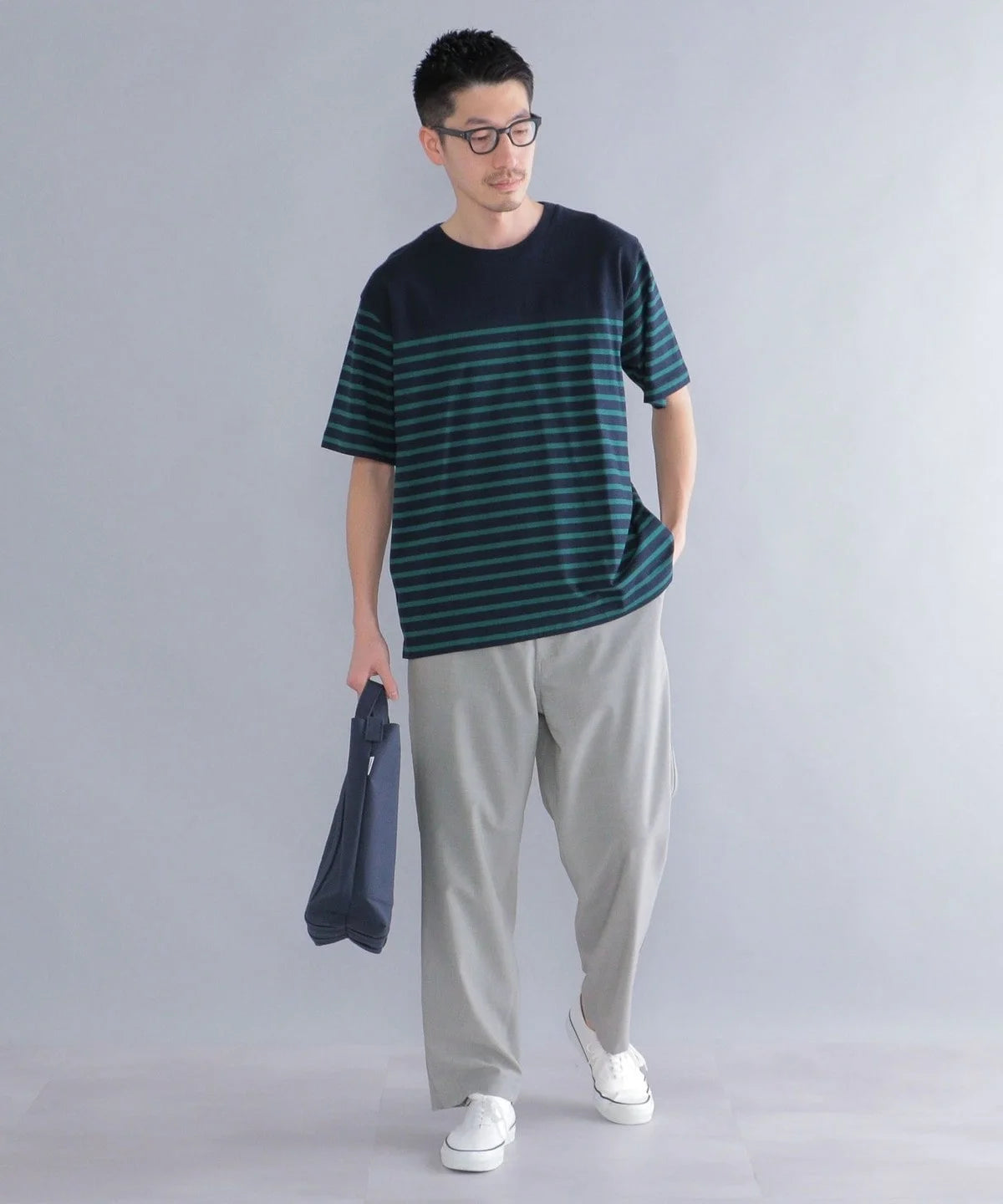 SHIPS: ワッフル パネル ボーダー Tシャツ