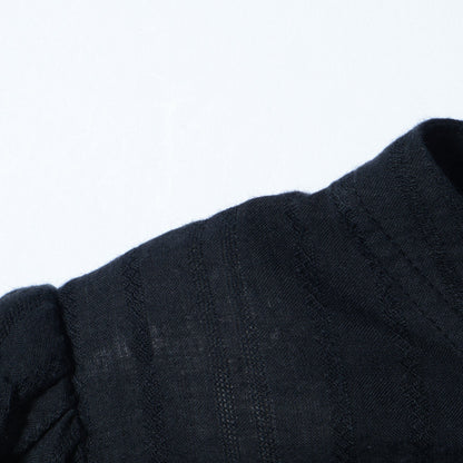 quaranciel:〈手洗い可能〉ストライプ ジャカード フレアスリーブ シャツワンピース