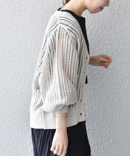 SHIPS any:〈手洗い可能〉リネン ミックス ドルマン  カーディガン