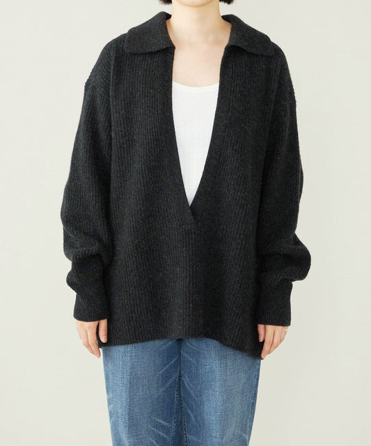 quaranciel: アクア カシミヤ ブレンド スキッパー ニット