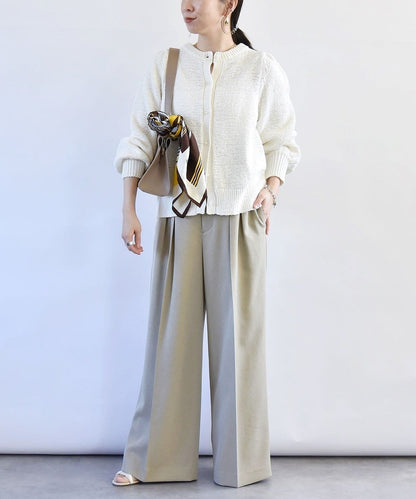 quaranciel:〈手洗い可能〉テープヤーン クルーネック カーディガン