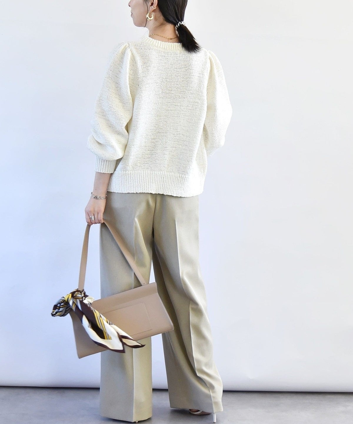 quaranciel:〈手洗い可能〉テープヤーン クルーネック カーディガン