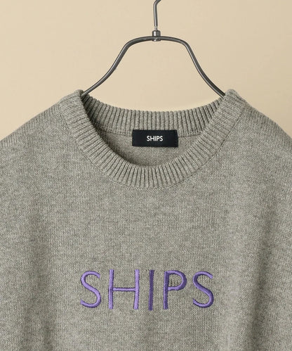 SU: SHIPS ロゴ エンブロイダリー コットン ニット