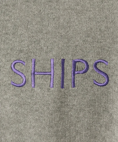 SU: SHIPS ロゴ エンブロイダリー コットン ニット