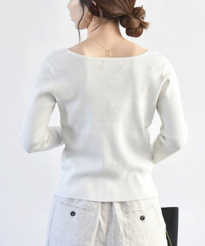 quaranciel:〈手洗い可能〉コットン リブ フック カーディガン