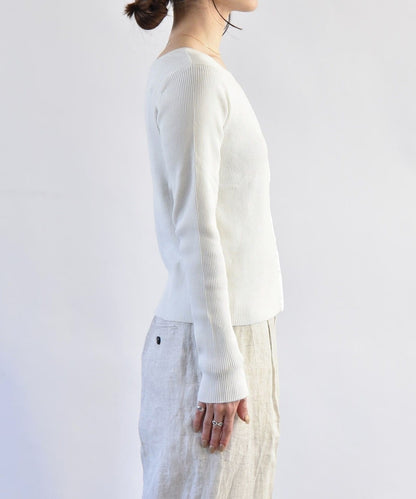 quaranciel:〈手洗い可能〉コットン リブ フック カーディガン