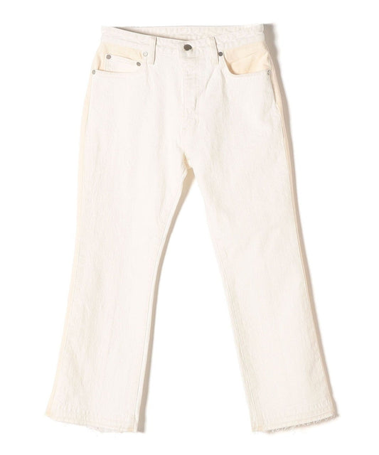 0 x ones:セミフレアクロップ ホワイトデニム
