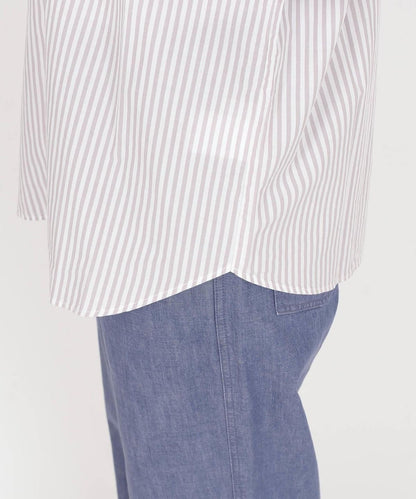 SHIPS Days STANDARD:バックギャザーロングスリーブシャツ stripe