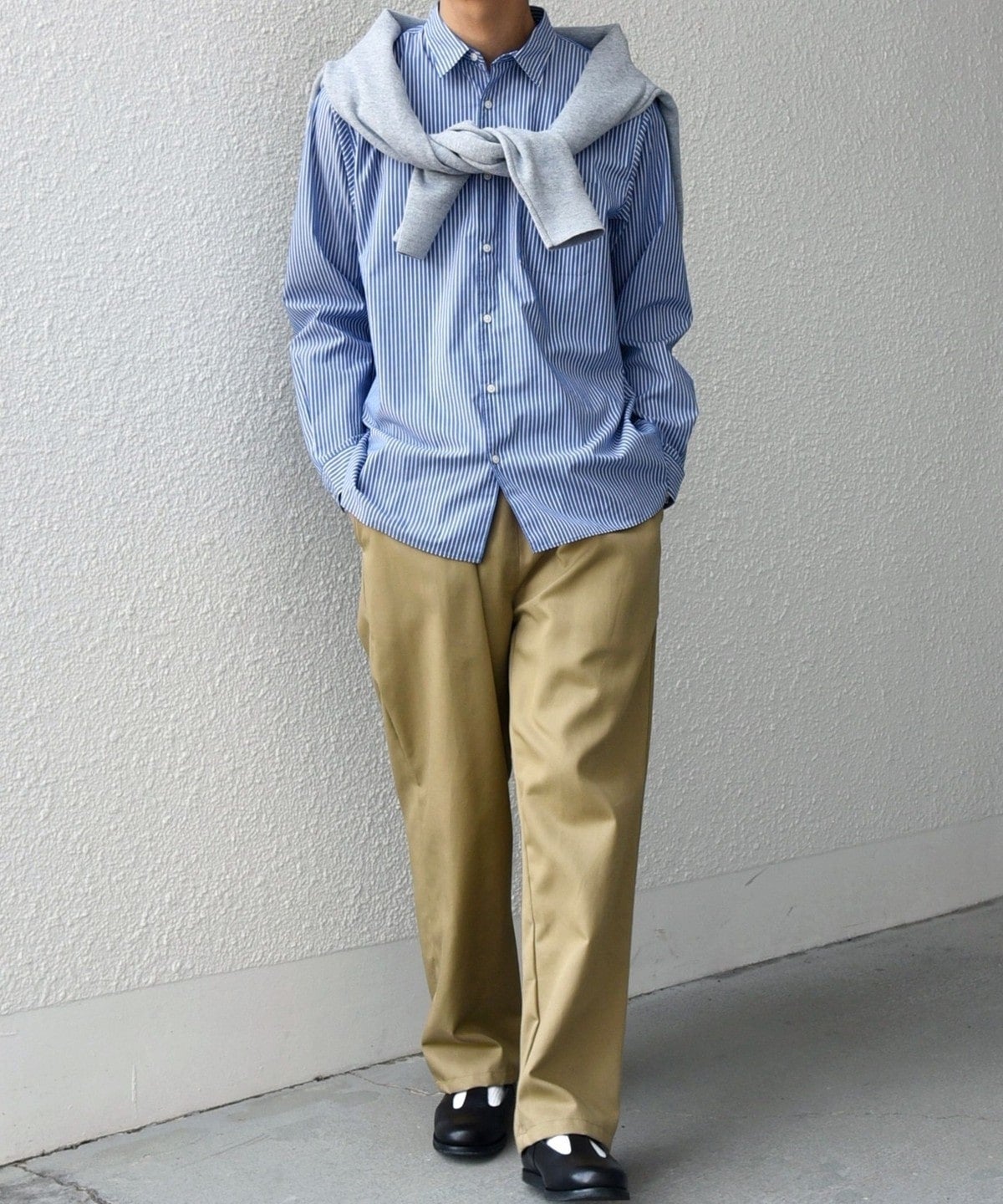SHIPS any: ストライプ / ソリッド リラックス レギュラーカラー シャツ 25SS