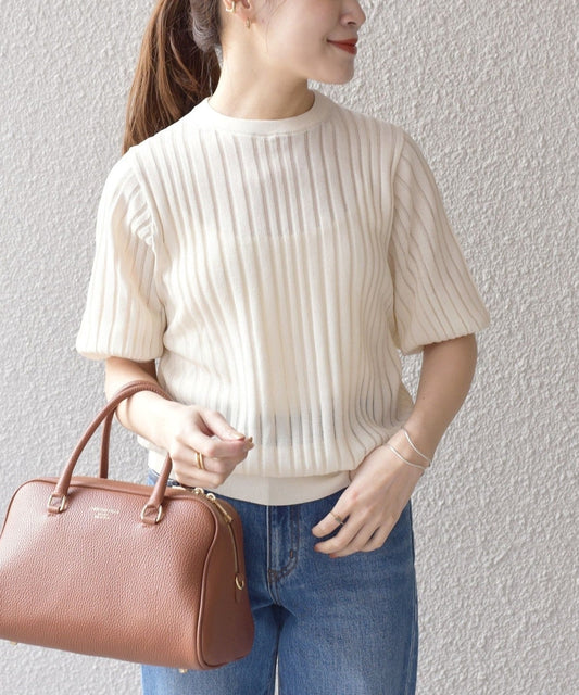 〈手洗い可能〉 ペーパーポリ シアー クルーネック プルオーバー