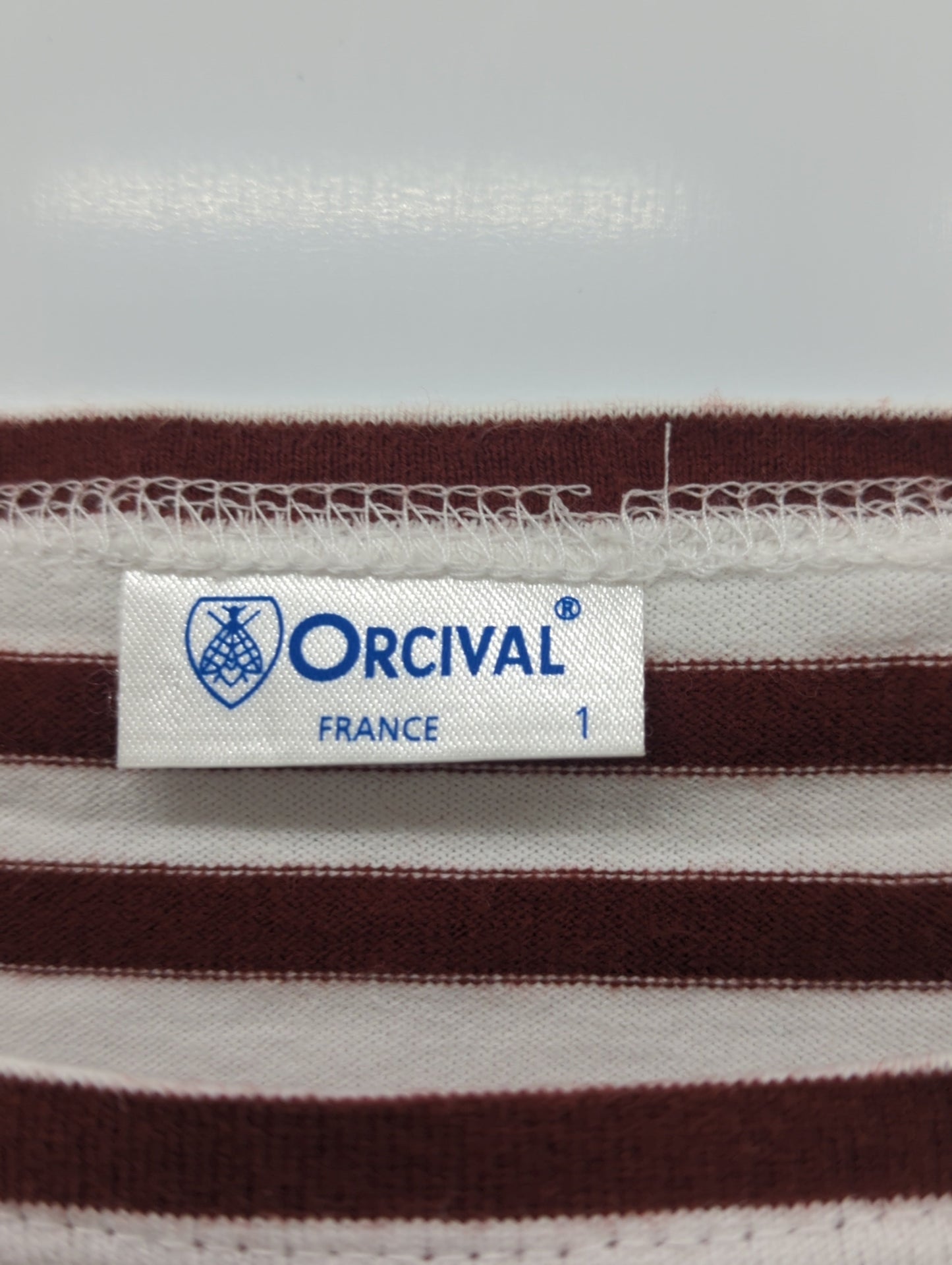 ORCIVAL:ボーダーフレンチスリーブトップス