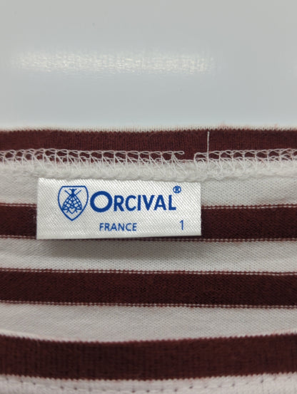 ORCIVAL:ボーダーフレンチスリーブトップス