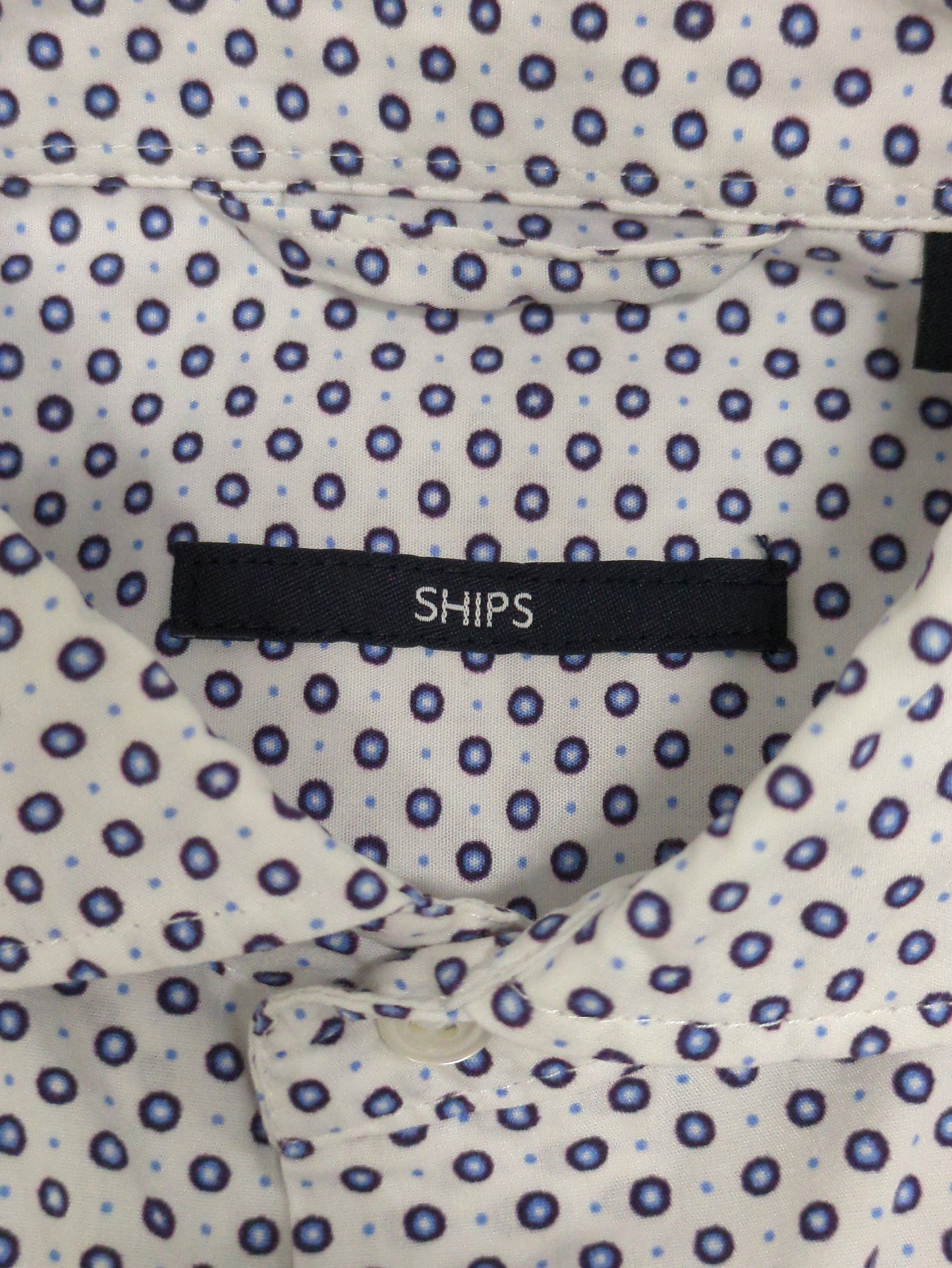 SHIPS: ブロード モチーフプリント セミワイドカラーシャツ