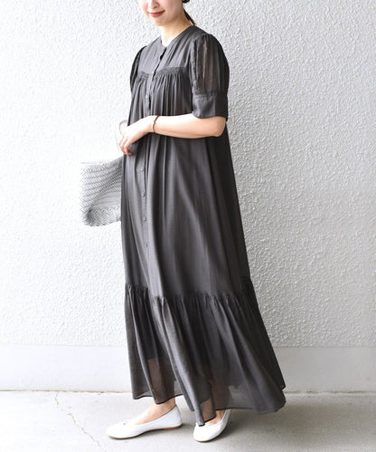 〈手洗い可能〉シアーカルゼティアードワンピース
