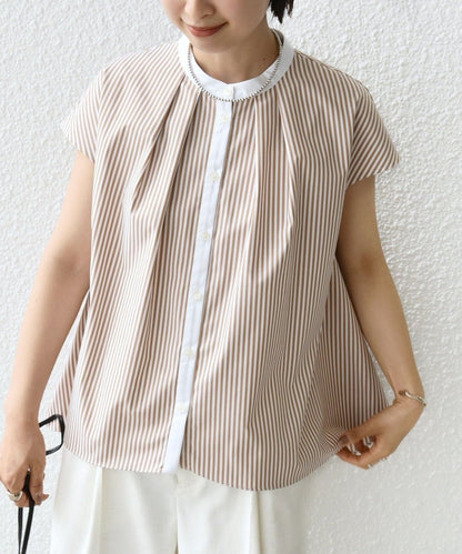 〈手洗い可能〉裾 フレア フレンチ スリーブ ブラウス