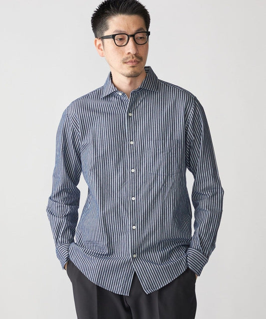 SHIPS: セミワイド ギンガム/ストライプ ビエラ シャツ