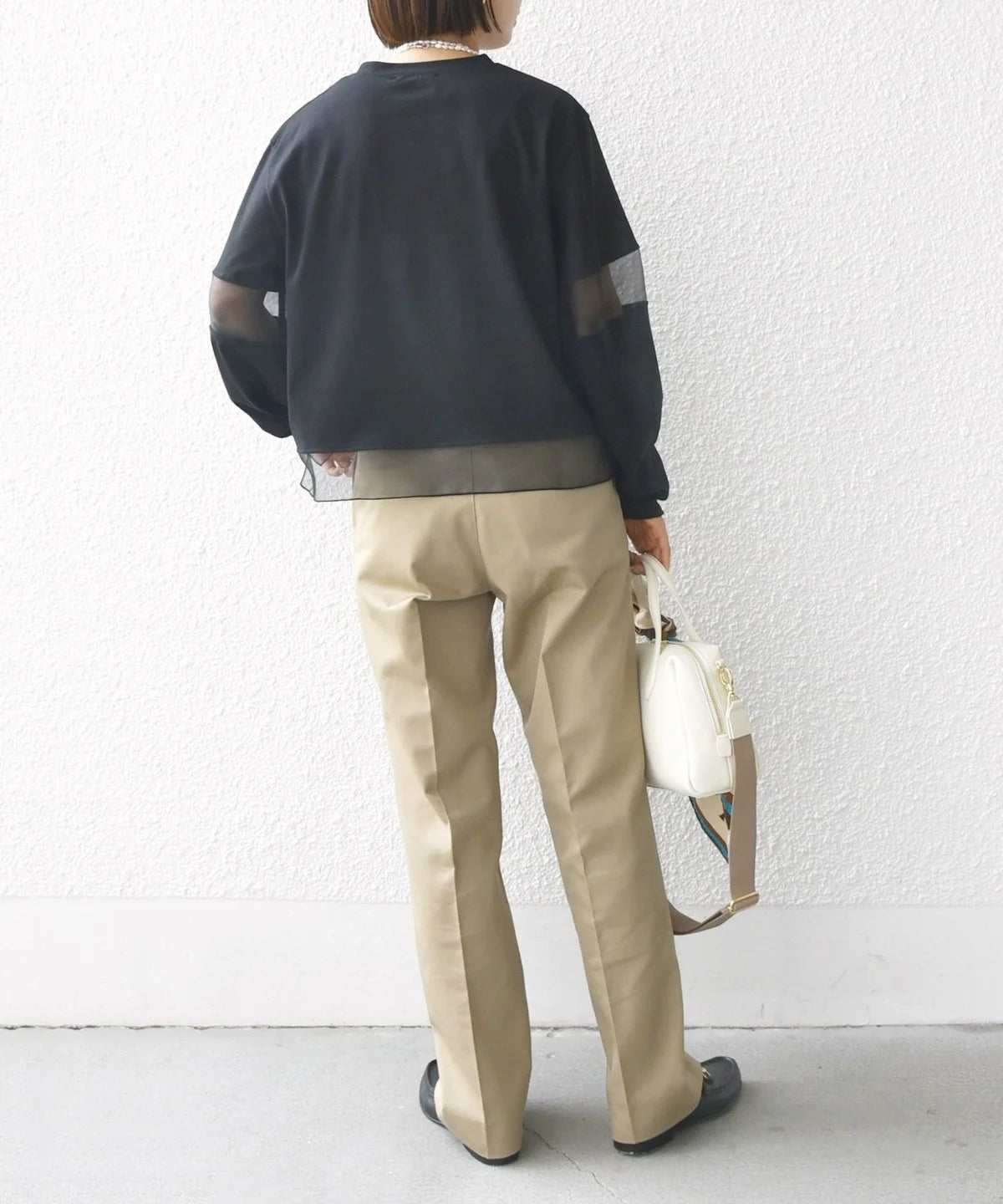 〈手洗い可能〉シアー コンビ プルオーバー ロング スリーブ