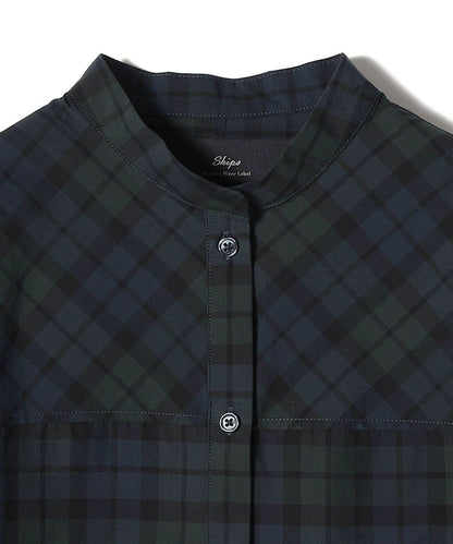 SHIPS Primary Navy Label:〈洗濯機可能〉ブラック ウォッチ シャツ