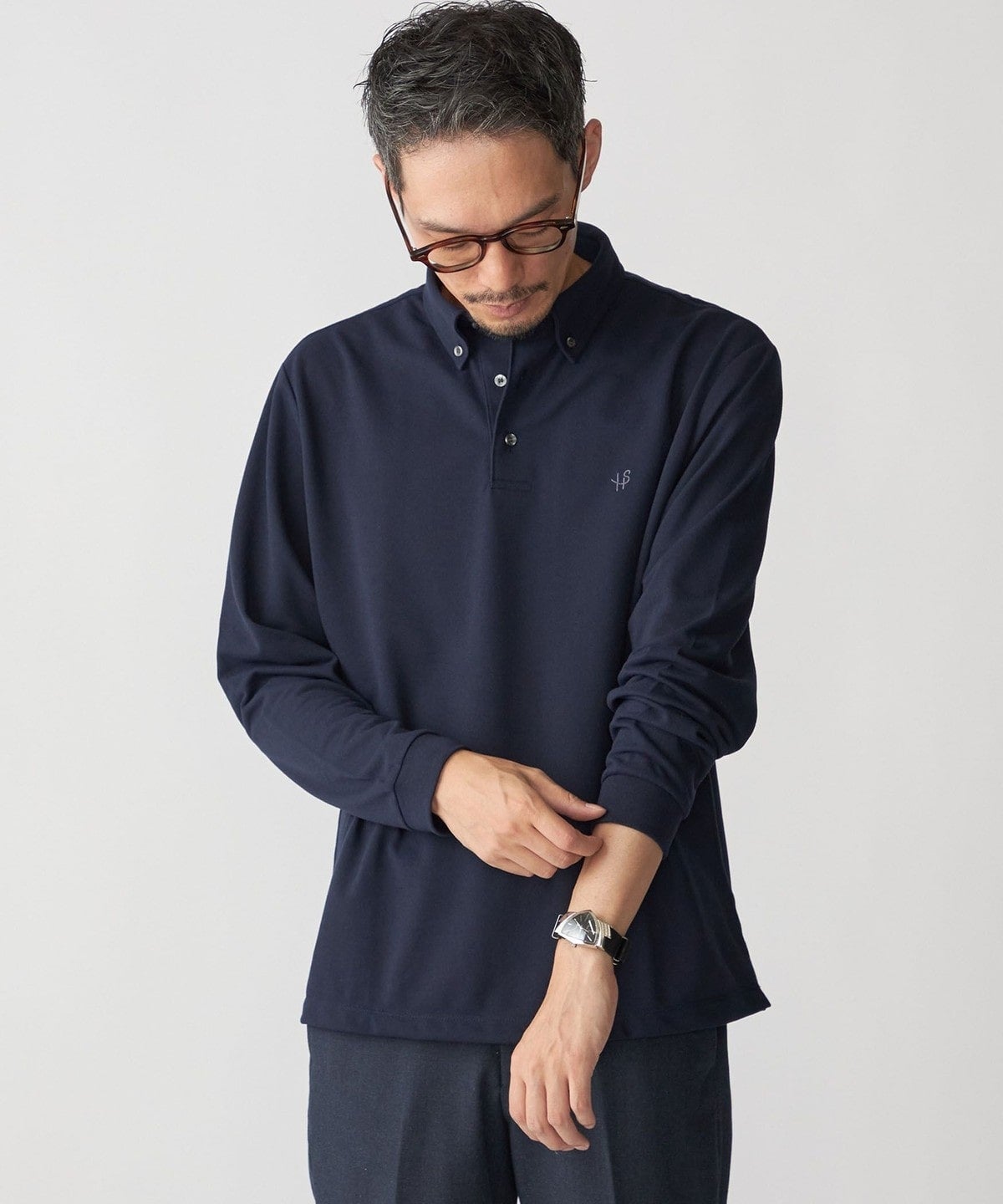 【WEB限定】SHIPS: 吸水速乾・UVケア Drymix（R）ワンポイントロゴ ボタンダウン 長袖ポロシャツ