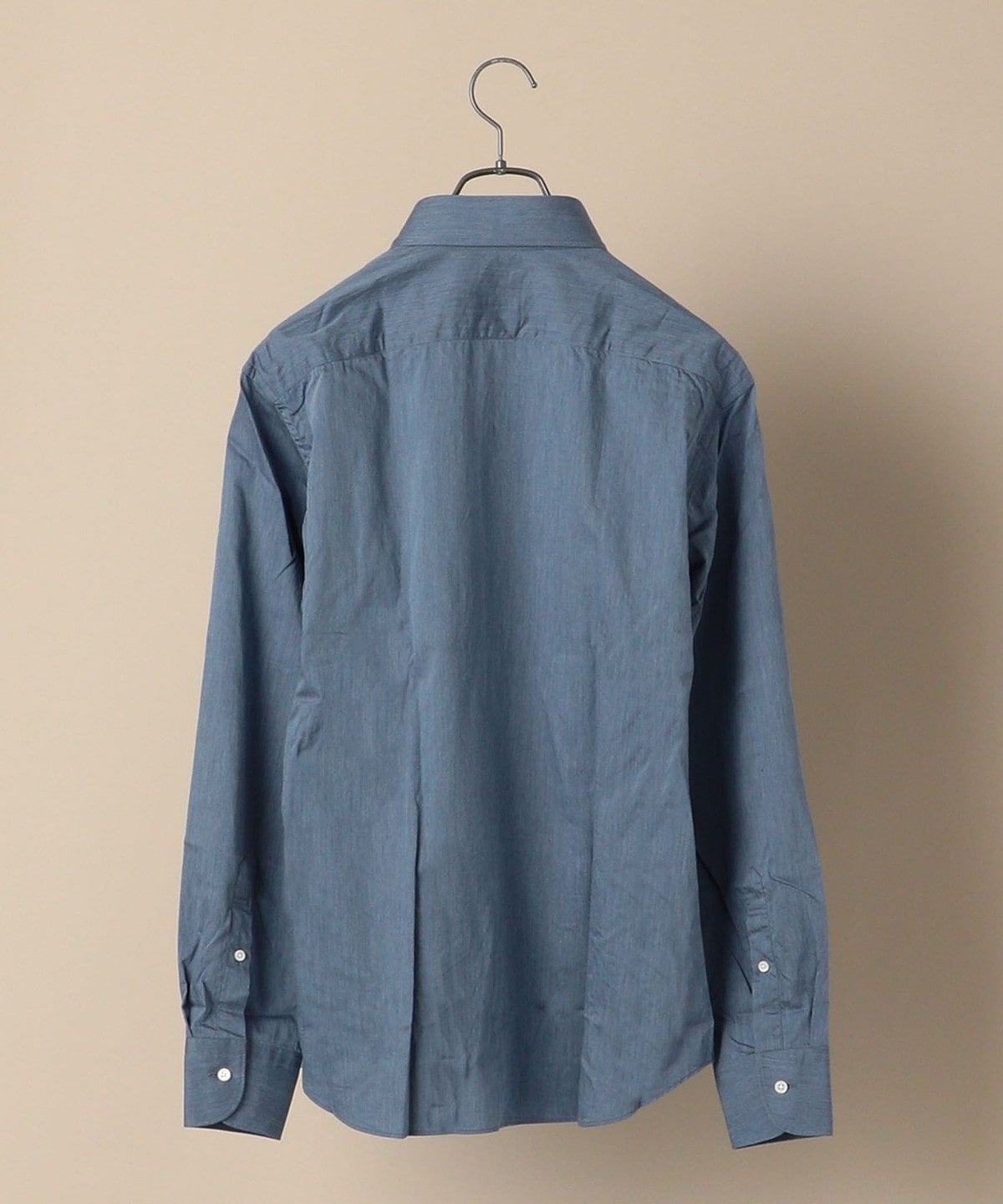 SHIPS:【テレワーク対応可能】SPAIN FABRIC ウォッシュド  インディゴライク ワイドカラー シャツ