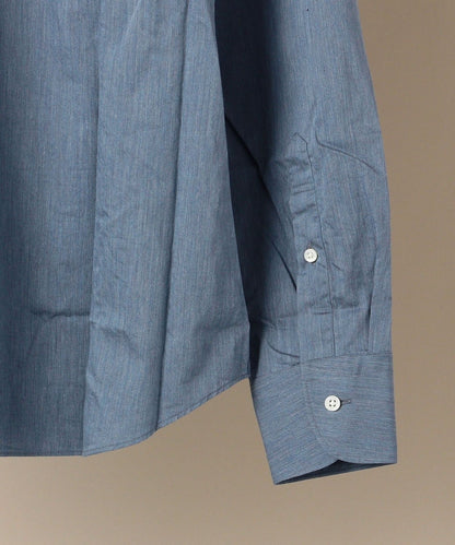 SHIPS:【テレワーク対応可能】SPAIN FABRIC ウォッシュド  インディゴライク ワイドカラー シャツ