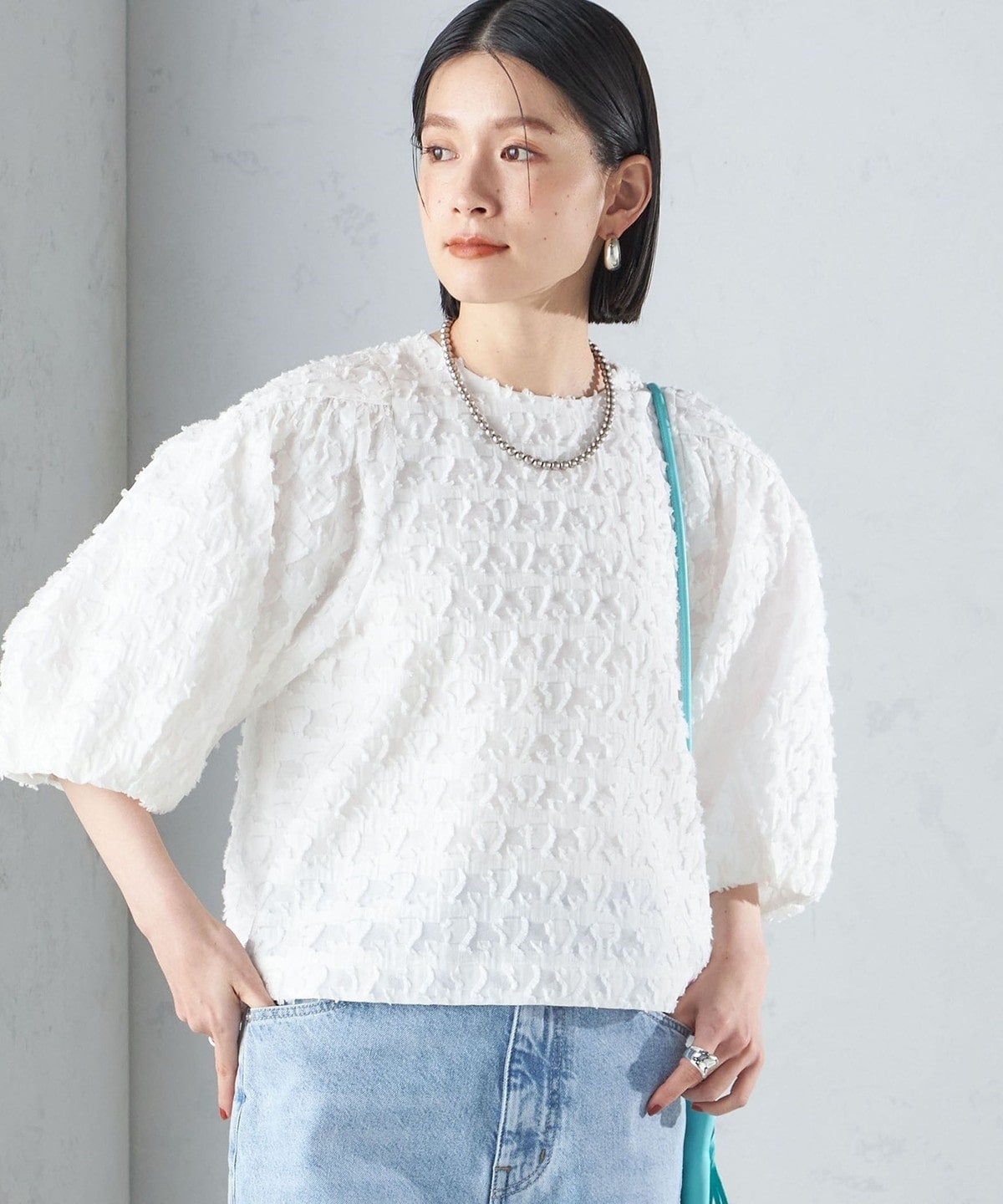〈手洗い可能〉ジオメタリック カット ジャカード ブラウス 24SS