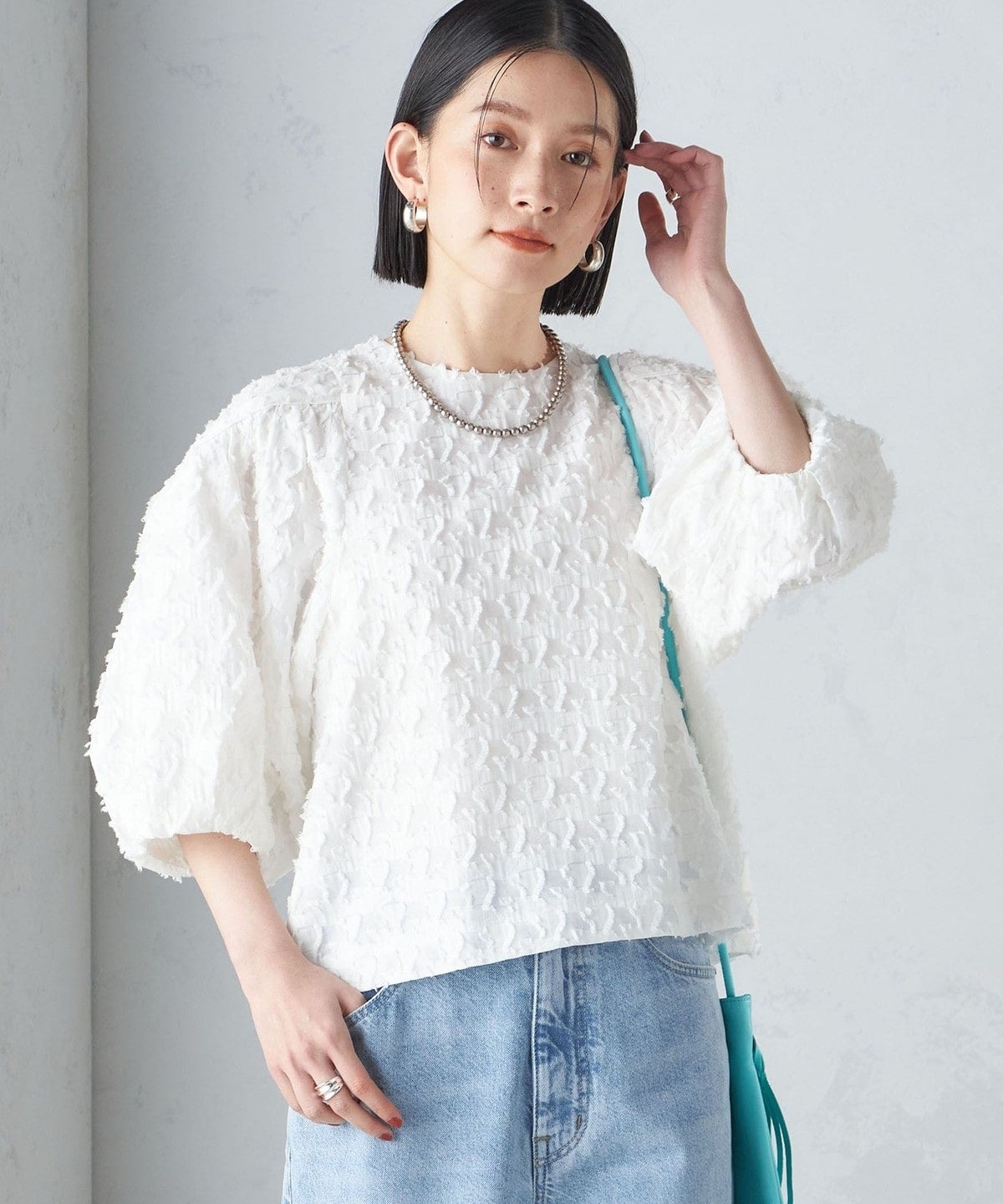 〈手洗い可能〉ジオメタリック カット ジャカード ブラウス 24SS
