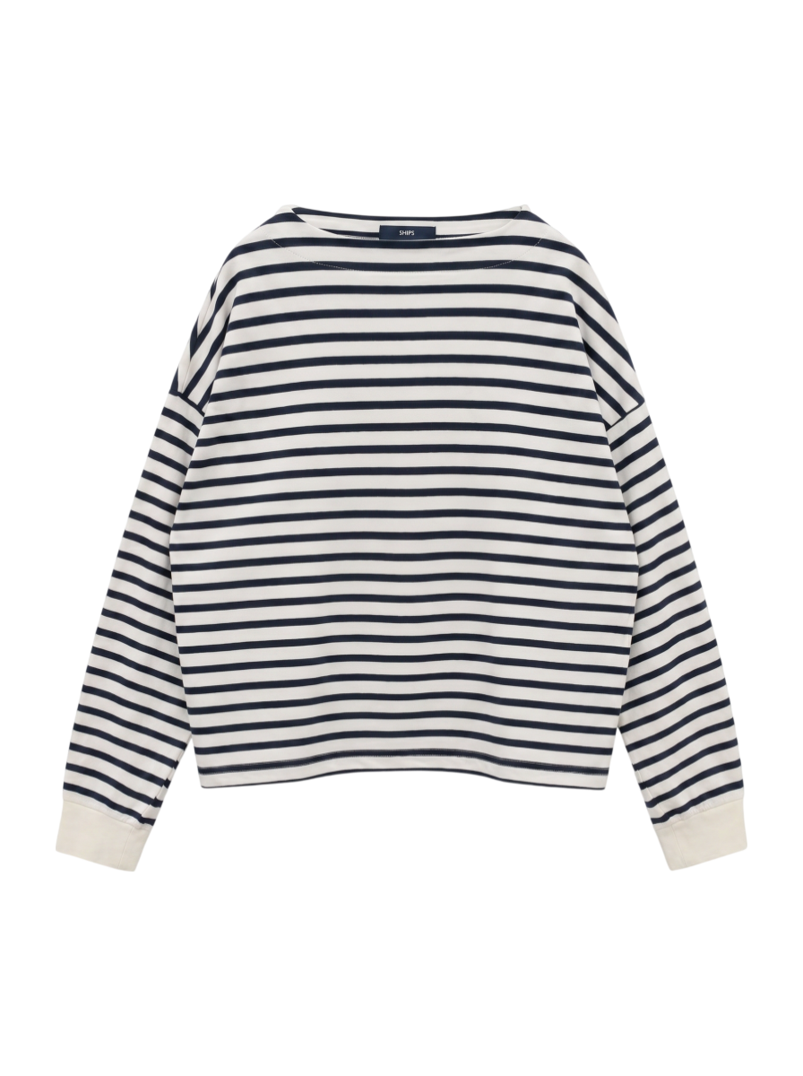 SHIPS Colors:ミニ ウラケ ボーダー クロップド トップス