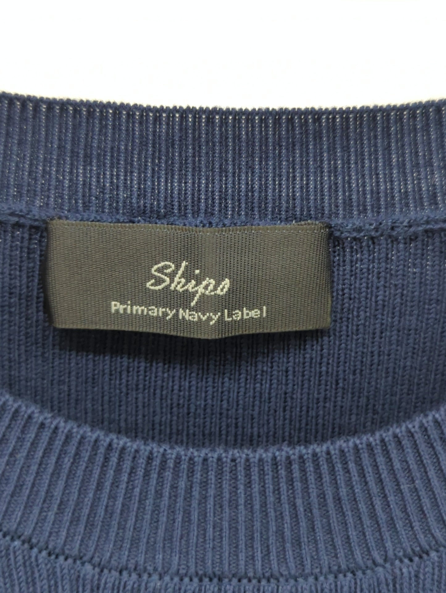 SHIPS Primary Navy Label:〈手洗い可能〉コットン リブ クルーネック プルオーバー