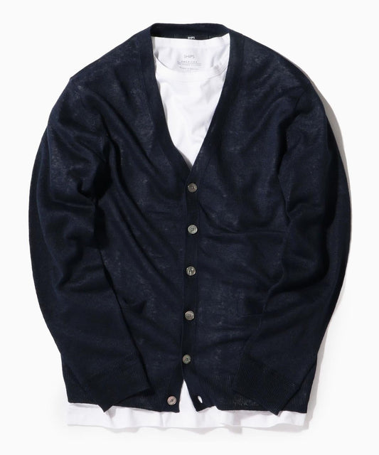 SHIPS: リネン Vネック カーディガン