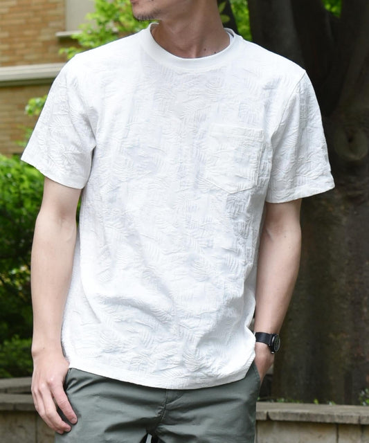 SHIPS: MADE IN JAPAN ジャガード/リーフ ポケット Tシャツ
