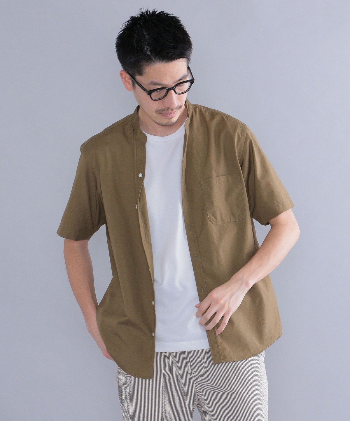 SHIPS: バンドカラー スキッパーシャツ S/S