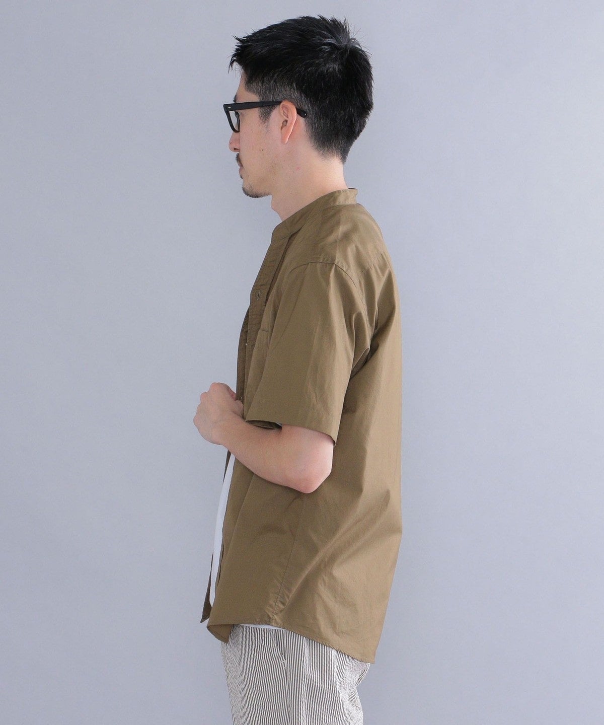 SHIPS: バンドカラー スキッパーシャツ S/S