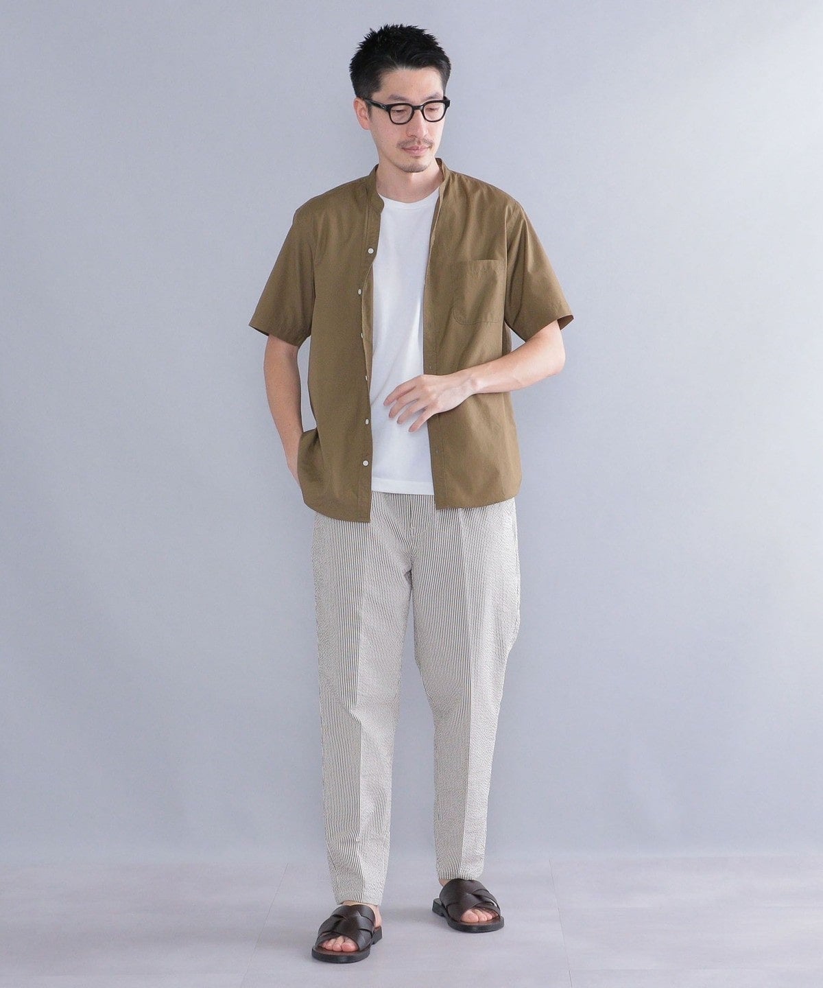 SHIPS: バンドカラー スキッパーシャツ S/S