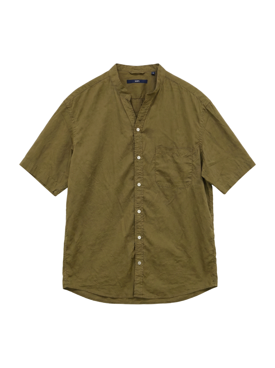 SHIPS: バンドカラー スキッパーシャツ S/S