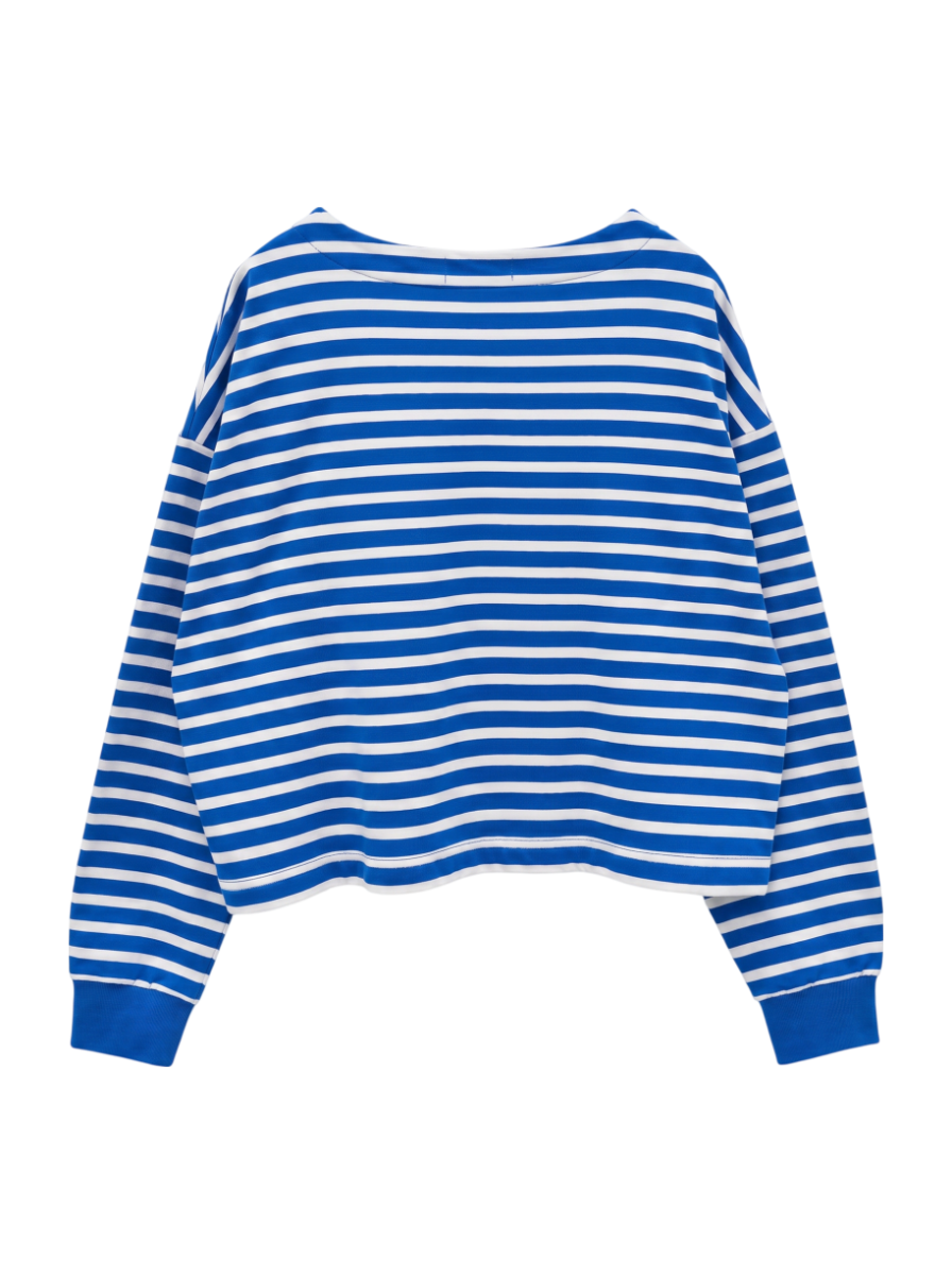 SHIPS Colors:ミニ ウラケ ボーダー クロップド トップス