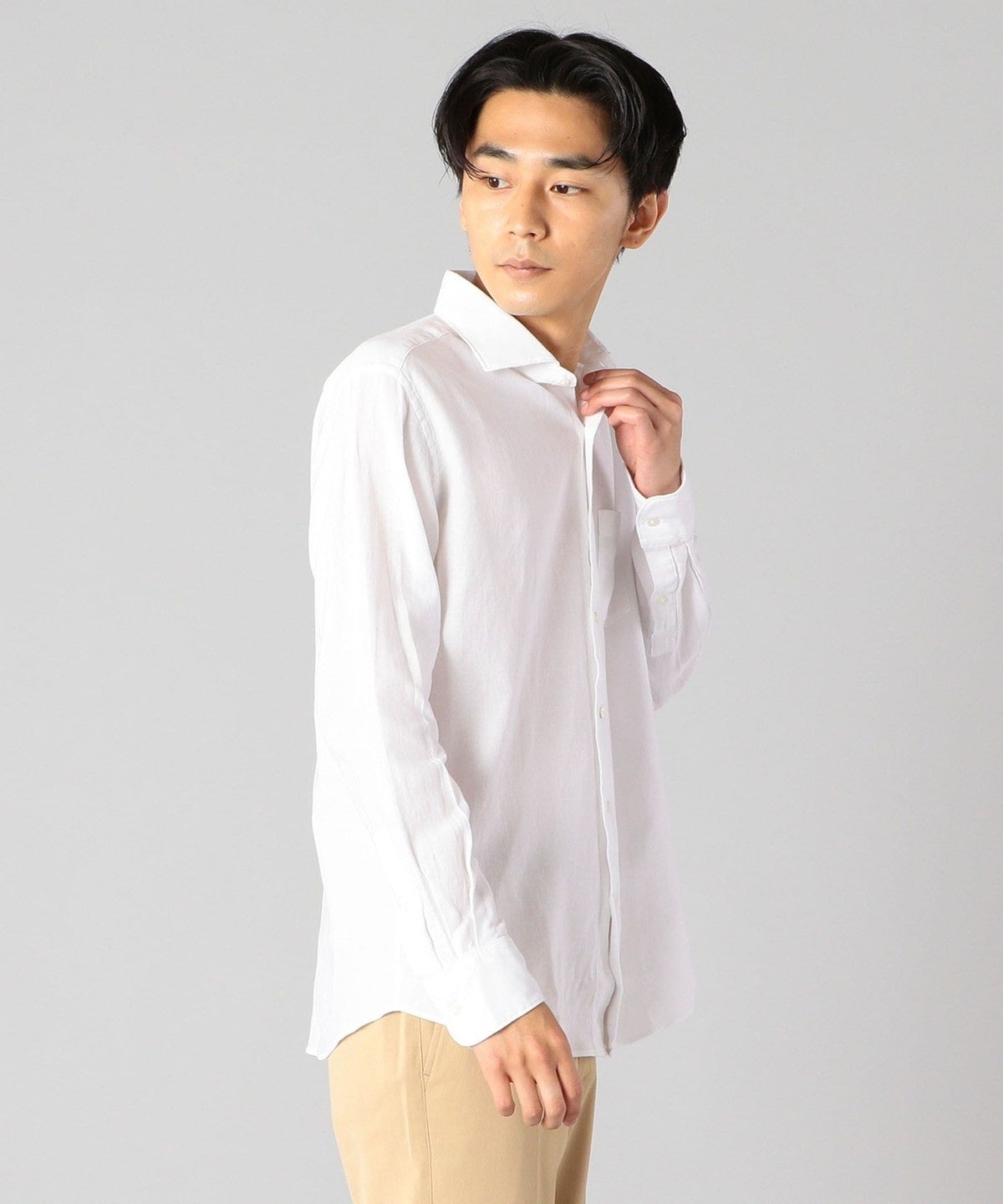 SHIPS: <ストレッチ> セミワイドカラー レノクロス シャツ