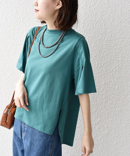 オーガニックコットン スリット スリーブ フレア TEE