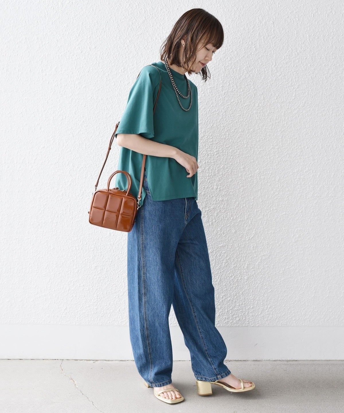 オーガニックコットン スリット スリーブ フレア TEE
