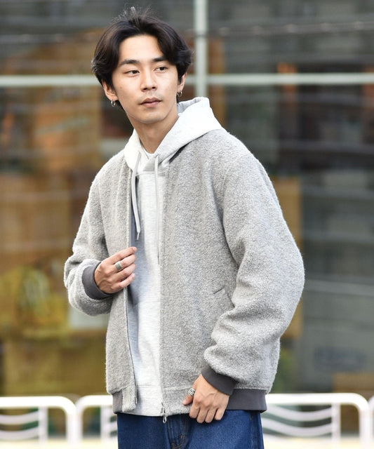 SHIPS: ウール ボア パイル リブ ブルゾン