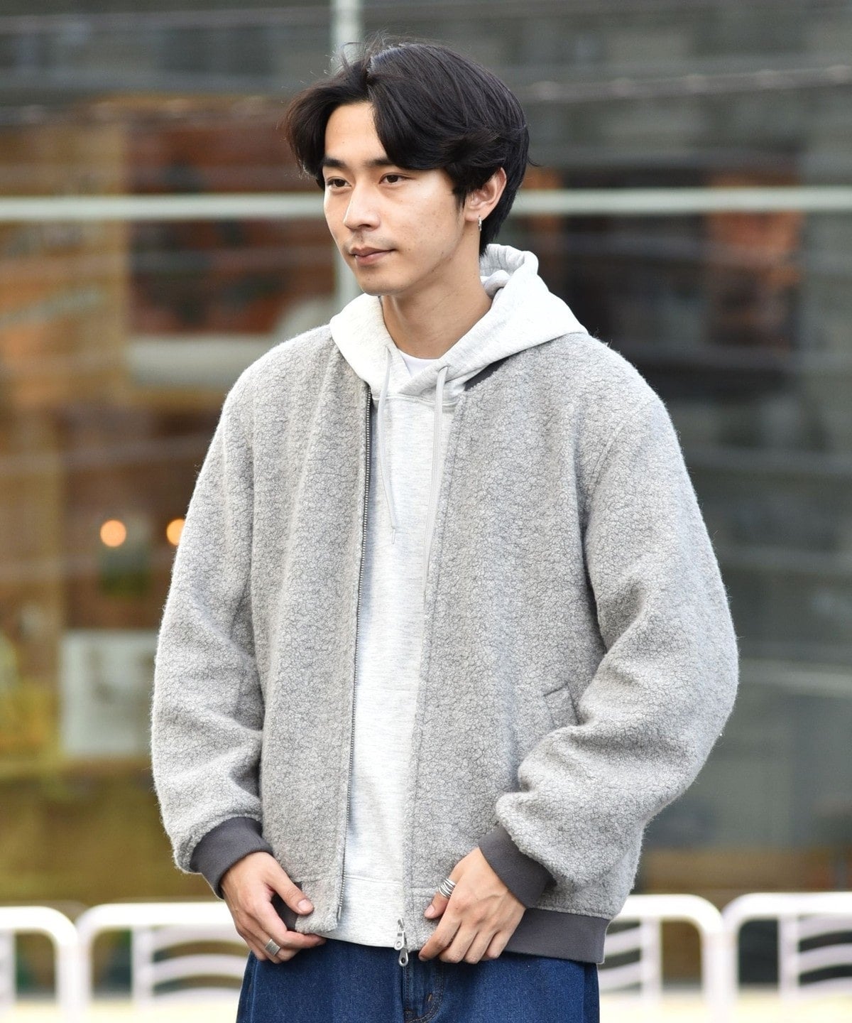 SHIPS: ウール ボア パイル リブ ブルゾン