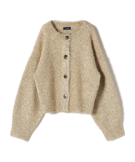 〈手洗い可能〉グリッター ラメ クルーネック カーディガン