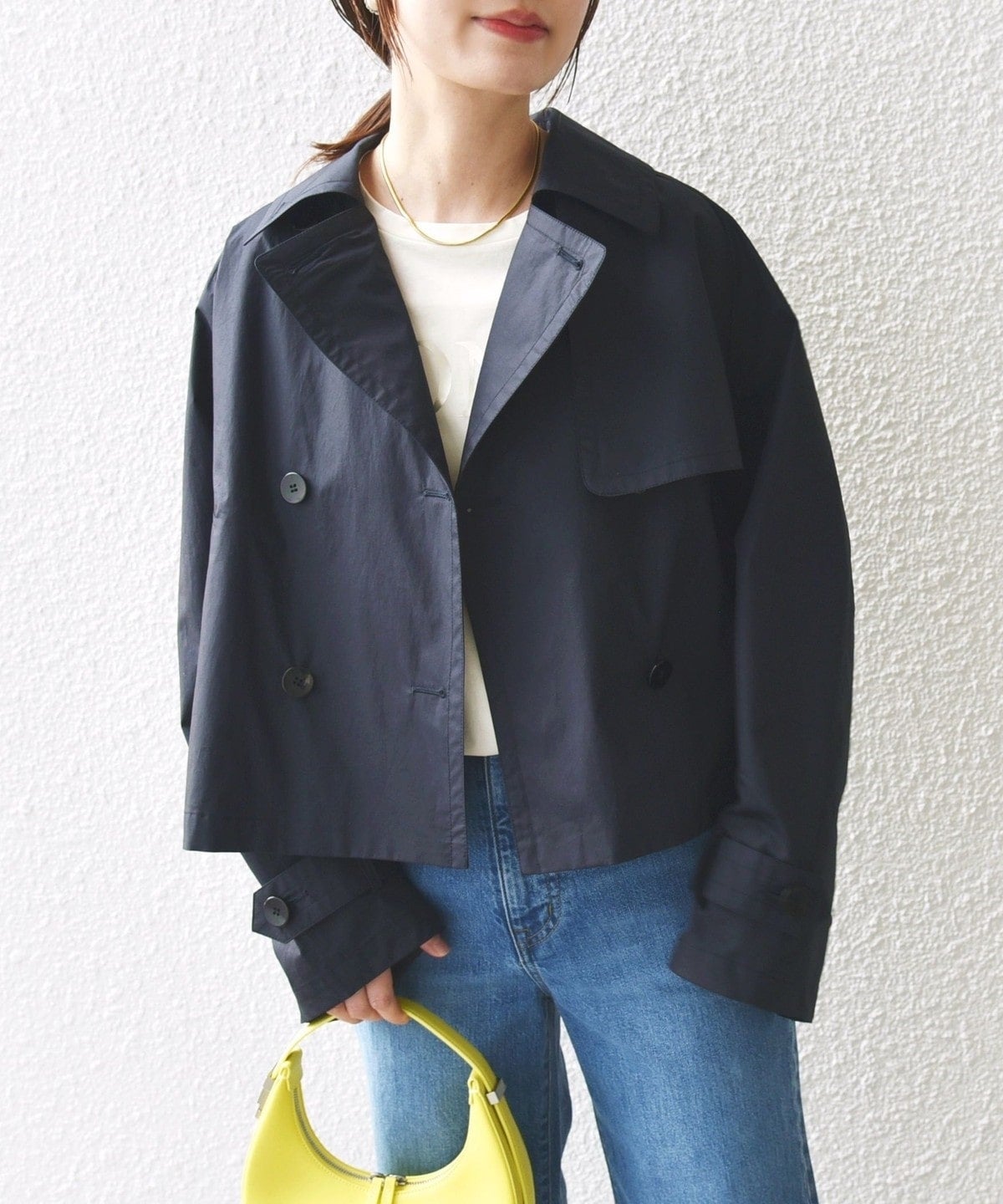 〈手洗い可能〉タイプライター ボリューム スリーブ ショート トレンチ コート