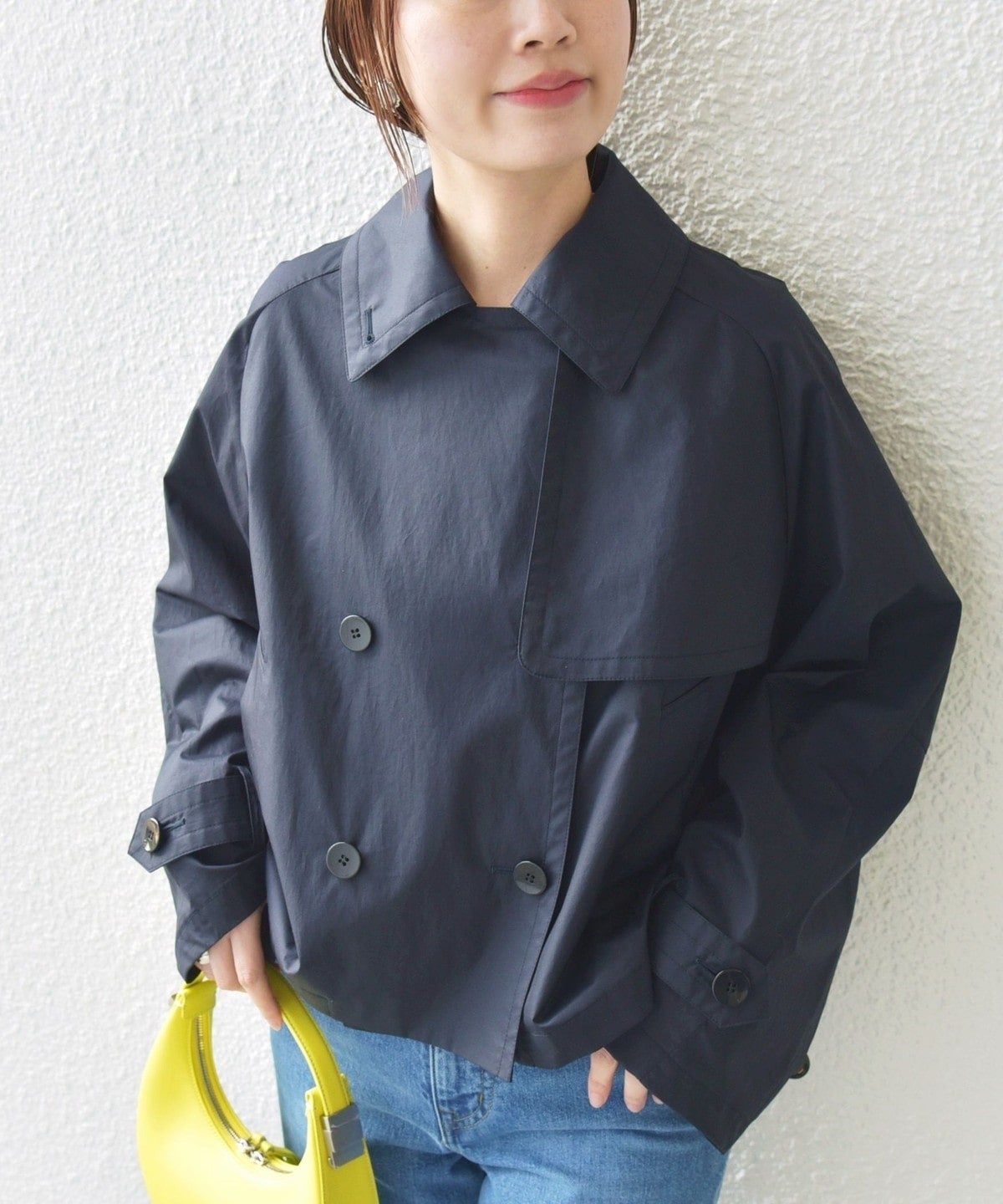 〈手洗い可能〉タイプライター ボリューム スリーブ ショート トレンチ コート